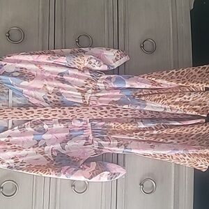 Venus Floral and Animal Print Flowy Belted Dress